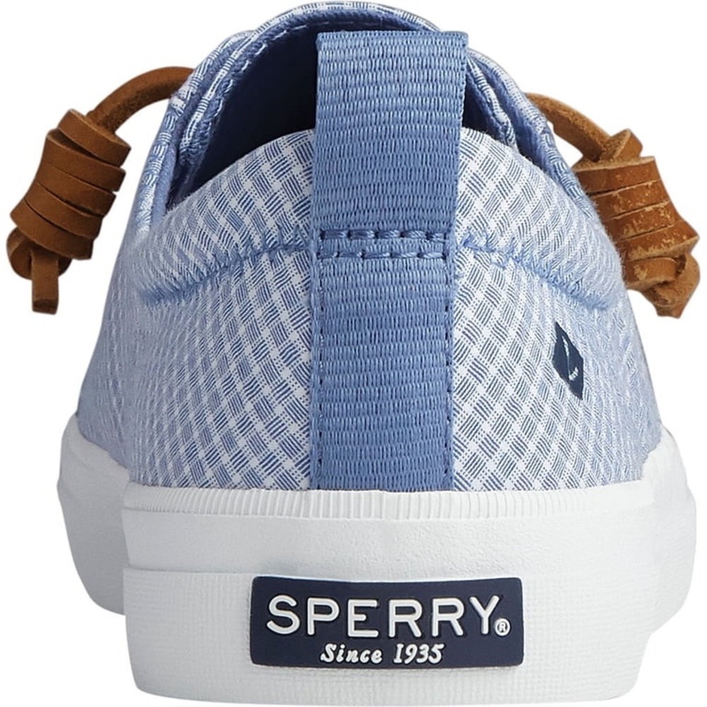 Sperry Light Blue Gingham Top-Sider Sneaker with Brown Laces - Picture 9 of 10